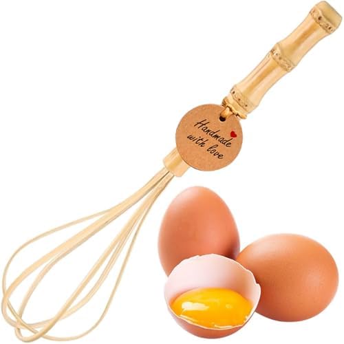 Handmade Bamboo Whisk, 10 Inch Uncoated Wooden Whisk by FHUMMYBT