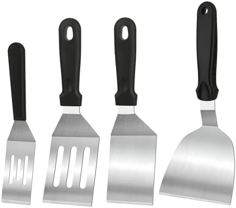 Stainless Steel Spatula Set 4 Pcs, Solid & Slotted Turner by VZZNN