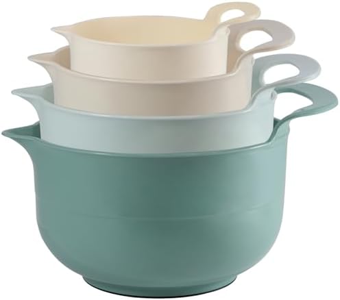 Mixing Bowls - 4 Piece Nesting Plastic Mixing Bowl Set - Non Slip Bottom and by Cheeren
