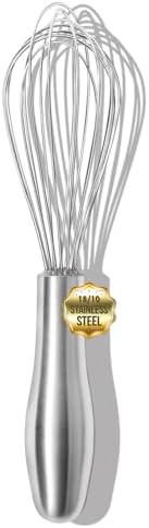 OYV 8" Small Whisk, 18/10 Stainless Steel Whisk, Ergonomic Handle by OYV