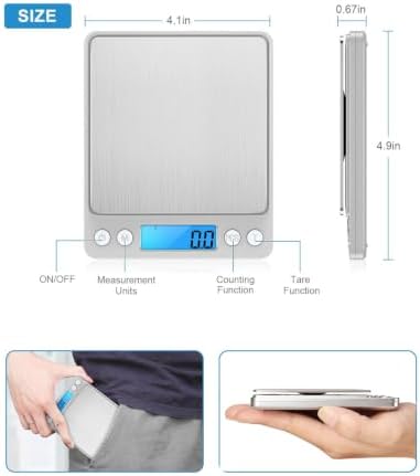 AMIR Digital Kitchen Scale, 3000g 0.01oz/ 0.1g Pocket Coffee Scale, Mini Food - Image 6