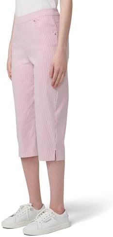 HUE Women's Stripe Pull on Pants Cigarette Skimmer Length and Pedal Pusher - Image 3