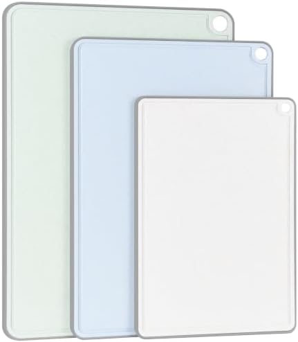 Wheat Fiber Cutting Boards for Kitchen, Plastic Cutting Board Set of 3 by Ginkick