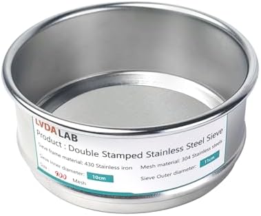 4" 304 Stainless Steel Lab Sieve, 900 Mesh Screen Sifter by LVDALAB