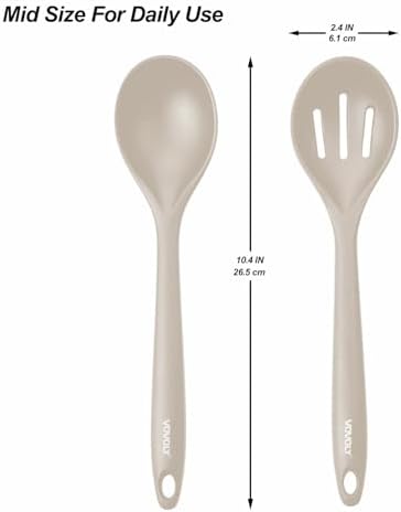 VOVOLY Silicone Spoons for Cooking, Solid & Slotted Spoon Set - Image 2