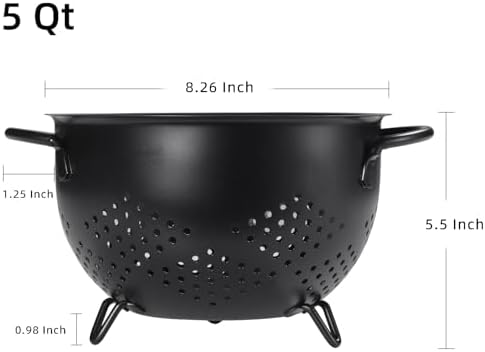 Metal Colander 5 Quart Powder Coated Self-draining Metal Strainer - Image 2