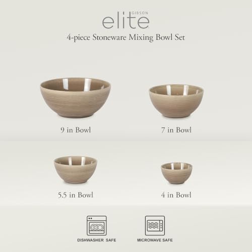 Gibson Elite Maple Grove 4-Piece Stoneware Nesting Bowl Set, Reactive Glaze - Image 2