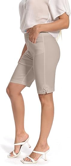 Jenna Rose Women's Pull-On Dress Shorts w/D-Ring – Work & Office Casual - Image 4