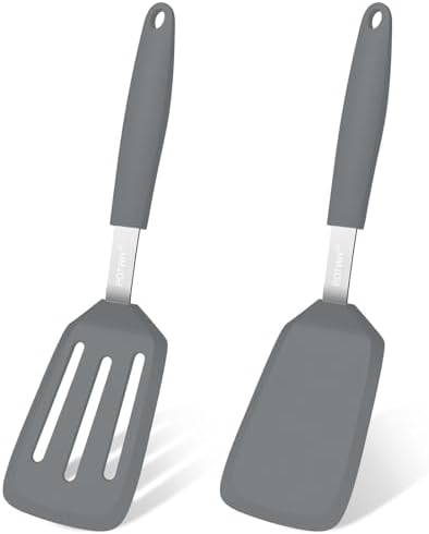2 Pack Silicone Kitchen Spatula Set, 600°F Heat Resistant by POTWIY