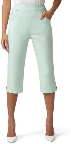 HUE Women's Stripe Pull on Pants Cigarette Skimmer Length and Pedal Pusher by HUE