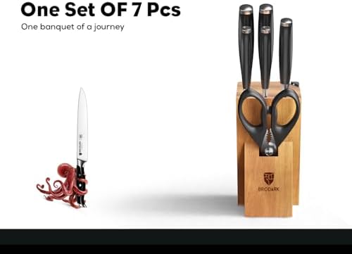 BRODARK 7Pcs Ultra Sharp Kitchen Knife Set, Acacia Wood Block - Image 7