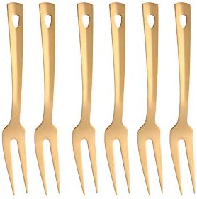 6 Pcs 9.6 in Gold Meat Forks for Kitchen, Stainless Steel Titanium Plated by Unknown