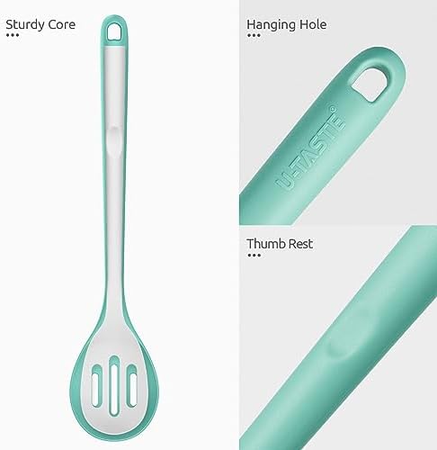 U-Taste Silicone Slotted Spoon, 13.3" Long Large Mixing Spoon, Aqua Sky - Image 6