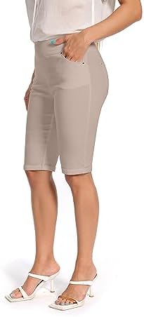 Jenna Rose Women's Stretch Bermuda Shorts – 5-Pocket, Cuffed Hem, Mid-Length - Image 2