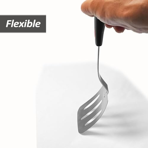 Stainless Steel Flexible Spatula, Thin Metal Turner, Small Slotted - Image 4