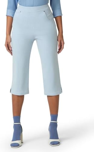 HUE Women's Stripe Pull on Pants Cigarette Skimmer Length and Pedal Pusher by HUE