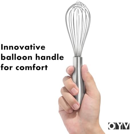 OYV 8" Small Whisk, 18/10 Stainless Steel Whisk, Ergonomic Handle - Image 4