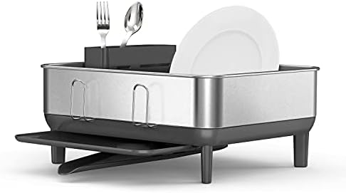 simplehuman Steel Frame Dishrack, Compact Dish Drying Rack - Image 3