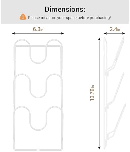 ORDORA Pot Lid Organizer Rack for Cabinet Door, 2 Pack Pot Lid Holder White - Image 5