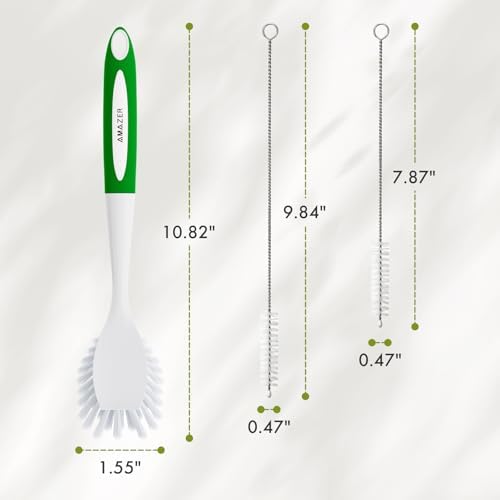 Amazer Dish Brush with Handle, Kitchen Scrub Brushes - Image 4