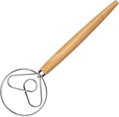 Maxjoy Danish Dough Whisk, Stainless Steel Wooden Bread Tool by MAXJOY