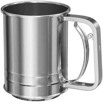 Stainless Steel 3 Cups Hand Press Flour Sifter by Unknown