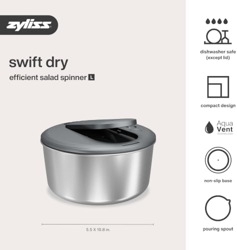 Zyliss Swift Dry Stainless Steel Salad Spinner - Image 6