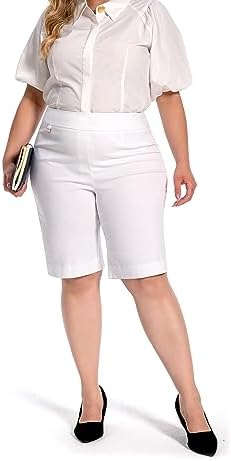 Jenna Rose Women's Pull-On Dress Shorts w/D-Ring – Work & Office Casual - Image 5