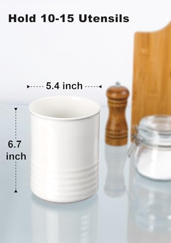 ABRUTY Utensil Holder, 6.7" Ceramic Kitchen Utensil Crock - Image 2