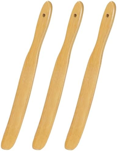 3Pcs Skinny Spurtle for Sourdough Starter, Wooden Spurtle Spatula for Cooking by Morgles