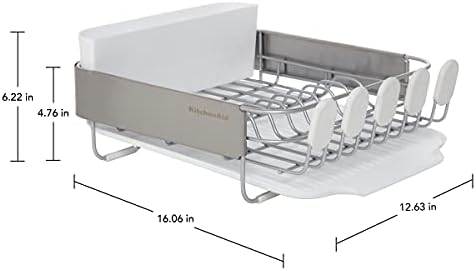 KitchenAid Compact Satin Wire Rust Resistant, Expandable Dish Rack - Image 6