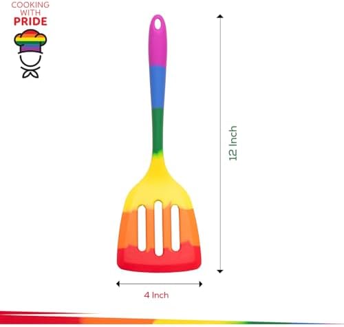 Cooking With Pride Non-Stick Slotted Turner, Heat-Safe Silicone With Iron Core - Image 3