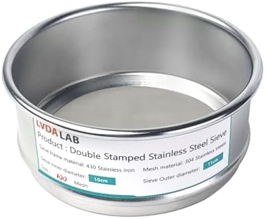 4" 304 Stainless Steel Lab Sieve, 100 Mesh Screen Sifter by LVDALAB