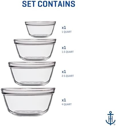Anchor Hocking 4 Piece Glass Mixing Bowls Set – Durable, and Dishwasher Safe – - Image 5
