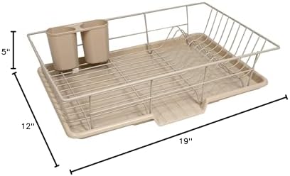 Sweet Home Collection Metal, Plasic 3 Piece Dish Drainer Rack Set - Image 2