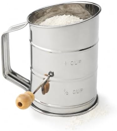 Mrs. Anderson's Baking Hand Crank Flour Sifter, Stainless Steel, 1-Cup Capacity by MrsAndersonsBaking