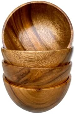 Wood Bowls, 5 In Solid Acacia, Dessert & Prep Bowl by Wrightmart