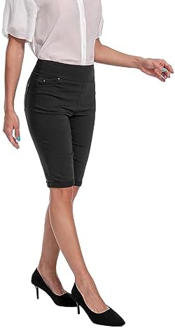 Jenna Rose Women's Stretch Bermuda Shorts – 5-Pocket, Cuffed Hem, Mid-Length - Image 3