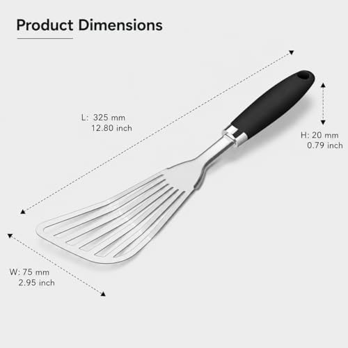 304 Stainless Steel Fish Spatula, Thin Flexible Slotted Turner - Image 2