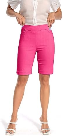 Women's Work Casual Super Stretch Tulip-Hem Pull-On Dress Shorts - Image 3