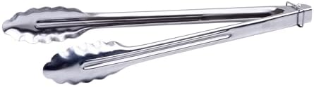 Winco 12" Silver Heavy-Duty Utility Stainless Steel Tongs by Winco