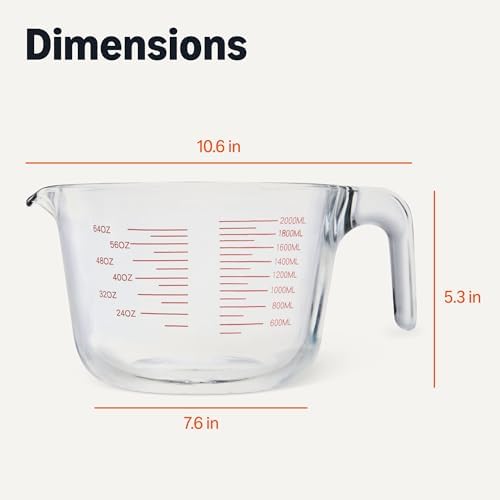 Amazon Basics Large Size Glass Measuring Cup, 8 Cup, Easy-to-Read Markings - Image 5