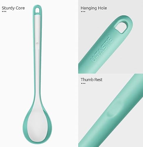 U-Taste Silicone Spoons Set of 2, 13.3" Long Large Mixing Spoon, Aqua Sky - Image 6