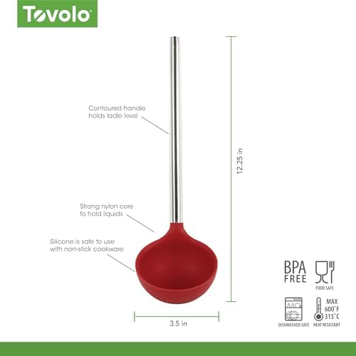 Tovolo Silicone Ladle With Stainless Steel Handle Deep Soup Ladle - Image 6