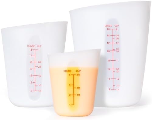 Silicone Measuring Cups for Melting Chocolate ml/oz/cup Marks Silicone Cups by Rainspire
