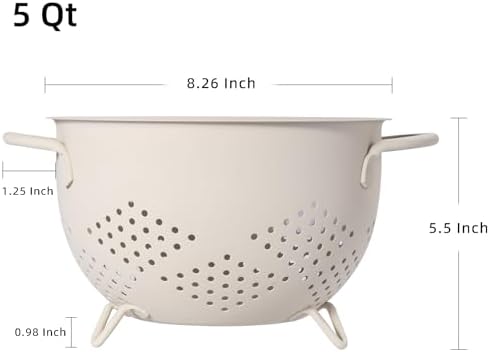Metal Colander 5 Quart Powder Coated Self-draining Metal Strainer - Image 2