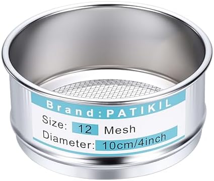PATIKIL 12 Mesh Lab Sieve, 3.9" Diameter Sifting Screen 304 Stainless Steel by PATIKIL