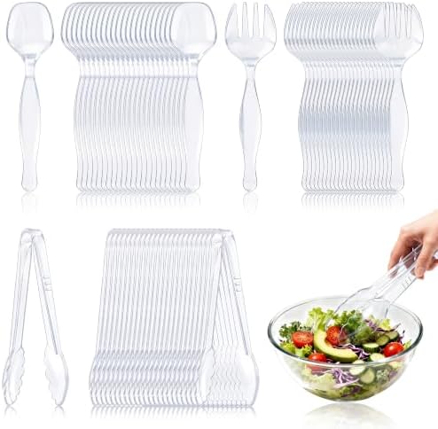 72 Pcs Clear Plastic Serving Utensils Set, Spoons Forks Tongs 9 inch by SINOOMEPhonicsFlipBookTalkingFlashCards
