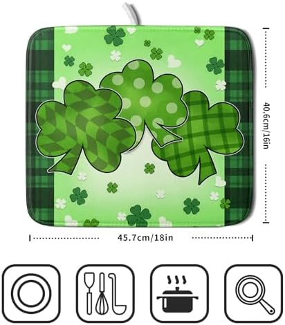 St Patrick's Day Shamrocks Dish Drying Mat 16x18 Inch - Image 2