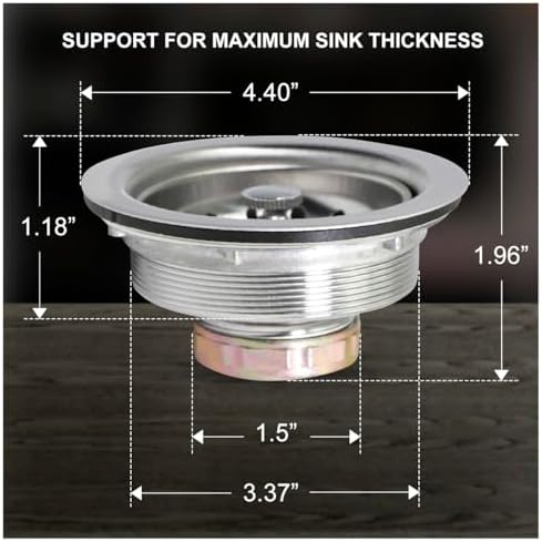Highcraft 9733-2 Kitchen Sink Stainless Steel Drain Assembly - Image 3